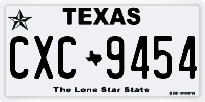 TX license plate CXC9454