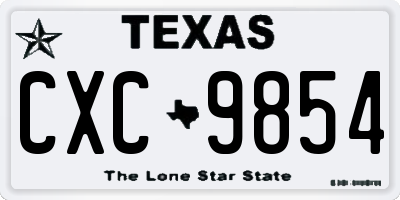 TX license plate CXC9854