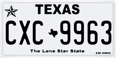TX license plate CXC9963