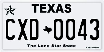 TX license plate CXD0043