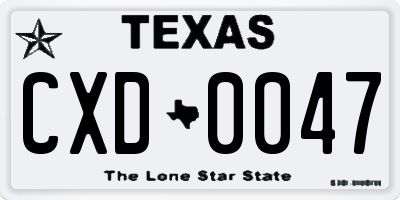 TX license plate CXD0047