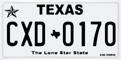 TX license plate CXD0170