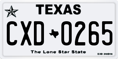 TX license plate CXD0265
