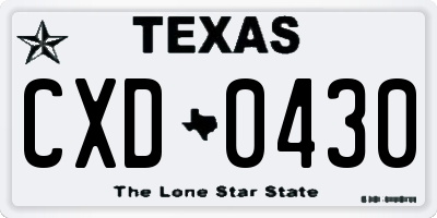 TX license plate CXD0430