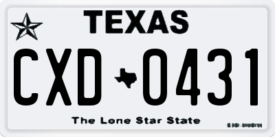 TX license plate CXD0431