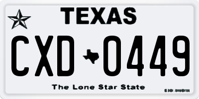 TX license plate CXD0449