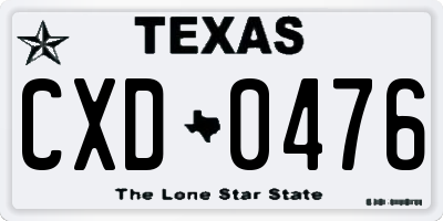 TX license plate CXD0476