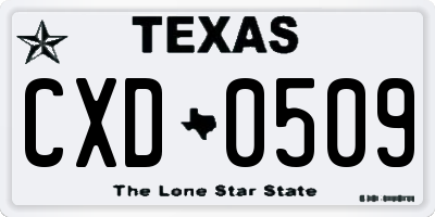 TX license plate CXD0509