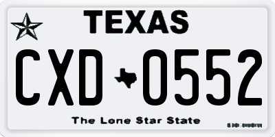 TX license plate CXD0552