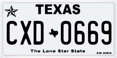 TX license plate CXD0669