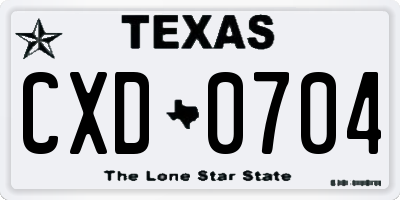 TX license plate CXD0704