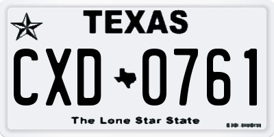TX license plate CXD0761