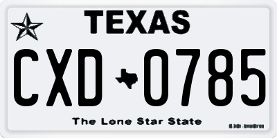 TX license plate CXD0785