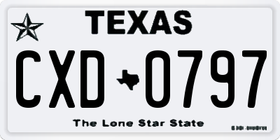 TX license plate CXD0797
