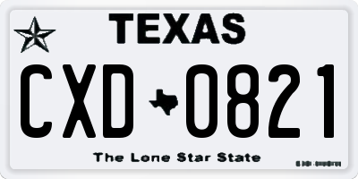 TX license plate CXD0821