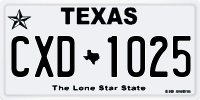 TX license plate CXD1025