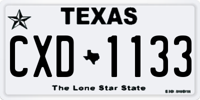 TX license plate CXD1133