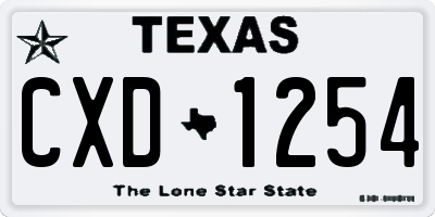 TX license plate CXD1254