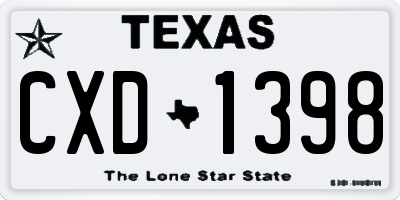 TX license plate CXD1398