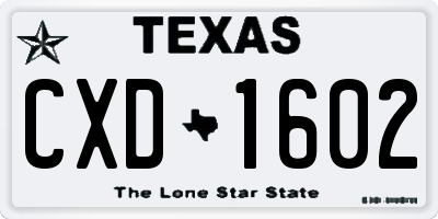 TX license plate CXD1602