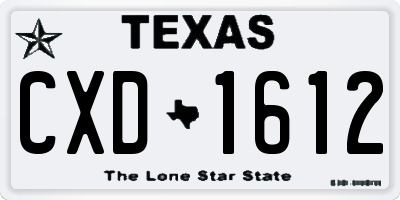 TX license plate CXD1612