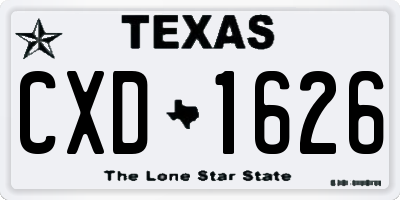 TX license plate CXD1626
