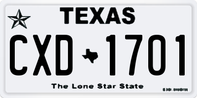 TX license plate CXD1701