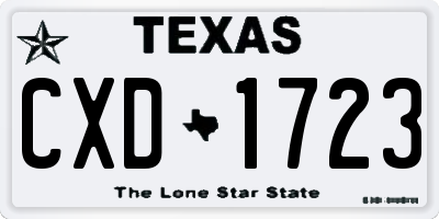 TX license plate CXD1723