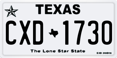 TX license plate CXD1730