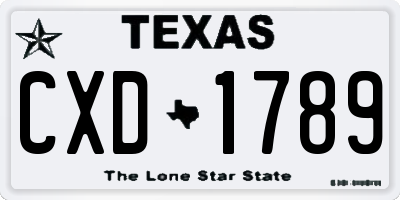 TX license plate CXD1789