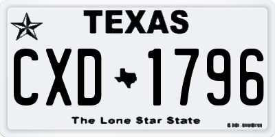 TX license plate CXD1796