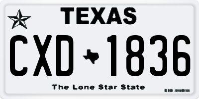 TX license plate CXD1836