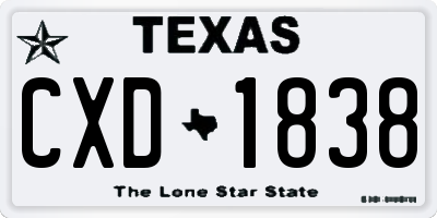 TX license plate CXD1838