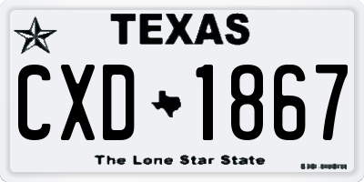 TX license plate CXD1867
