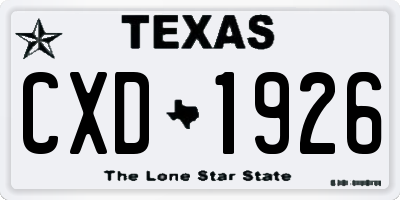 TX license plate CXD1926