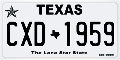 TX license plate CXD1959