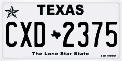 TX license plate CXD2375