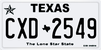 TX license plate CXD2549