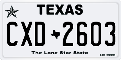 TX license plate CXD2603