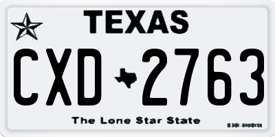 TX license plate CXD2763