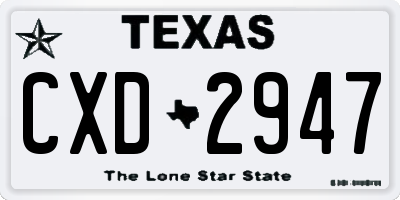 TX license plate CXD2947