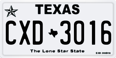 TX license plate CXD3016