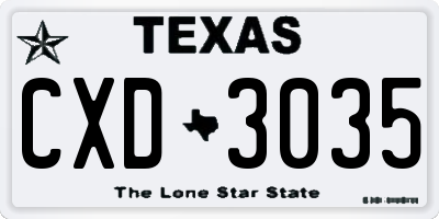 TX license plate CXD3035