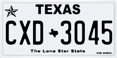 TX license plate CXD3045