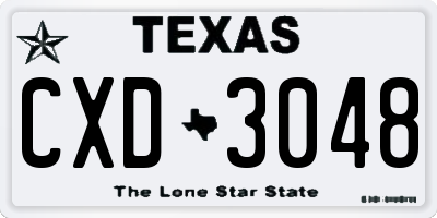 TX license plate CXD3048
