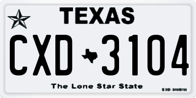TX license plate CXD3104