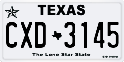 TX license plate CXD3145
