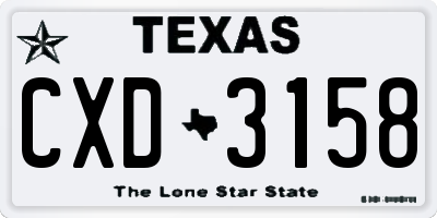 TX license plate CXD3158