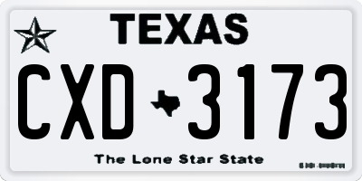 TX license plate CXD3173