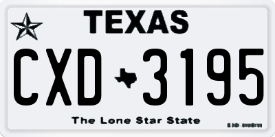 TX license plate CXD3195